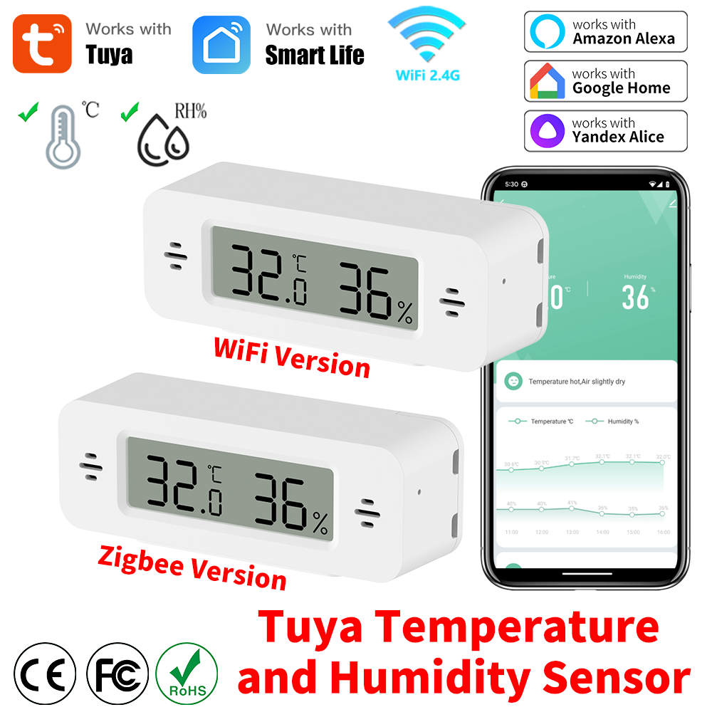 Home Automation Ideas - Tuya WiFi/Zigbee مستشعر درجة الحرارة والرطوبة