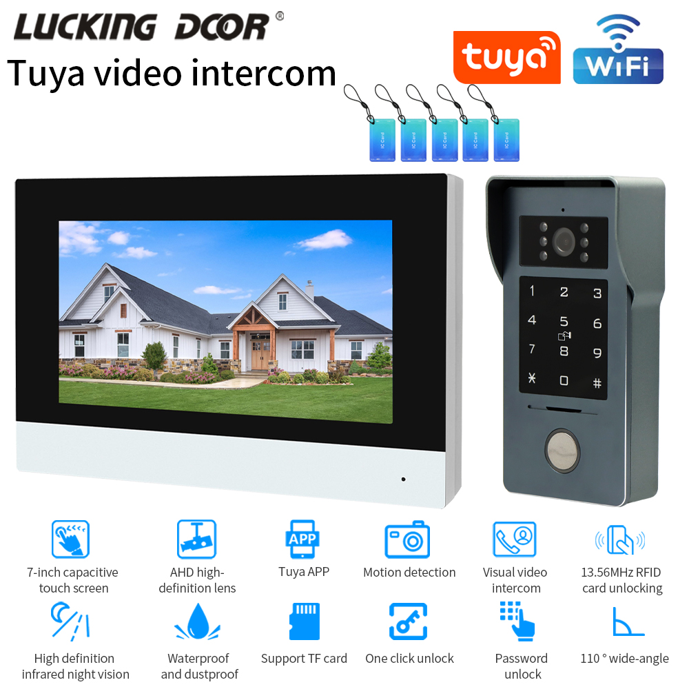 Smart Doorbell Wired - Tuya Wifi 7/10 بوصة فيديو إنترفون
