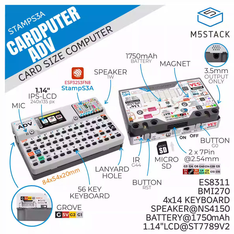 Iot Diy Home Automation - كمبيوتر M5Stack Cardputer Adv القابل للبرمجة